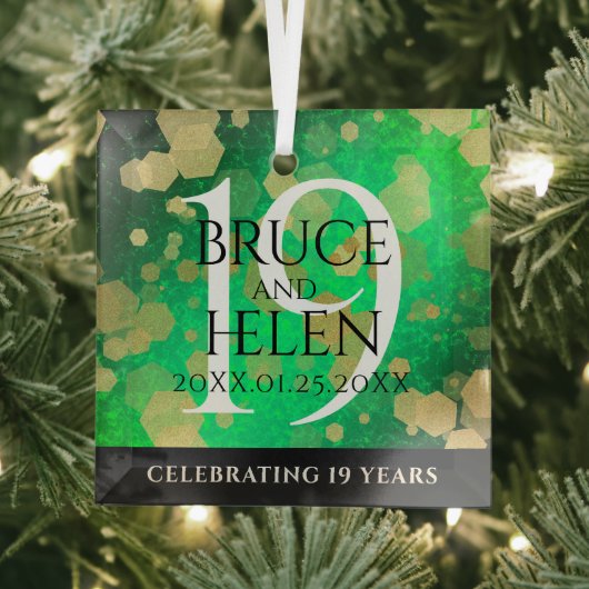 エレガント第19回ジェイド結婚記念日お祝い ガラスオーナメント (インサイチュ)