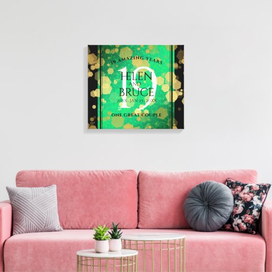 エレガント第19回ジェイド結婚記念日お祝い キャンバスプリント (インサイチュ (リビング))