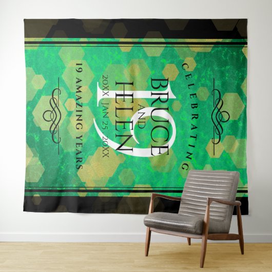 エレガント第19回ジェイド結婚記念日お祝い タペストリー (インサイチュ(横))