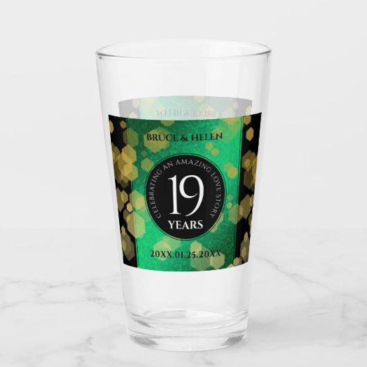 エレガント第19回ジェイド結婚記念日お祝い タンブラーグラス (裏面)