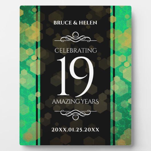 エレガント第19回ジェイド結婚記念日お祝い フォトプラーク (正面)