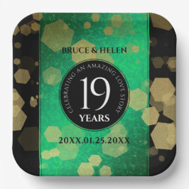エレガント第19回ジェイド結婚記念日お祝い ペーパープレート