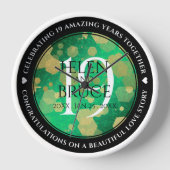 エレガント第19回ジェイド結婚記念日お祝い 壁時計 (正面)