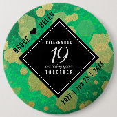 エレガント第19回ジェイド結婚記念日お祝い 缶バッジ (正面)