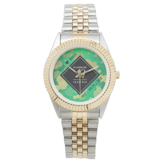 エレガント第19回ジェイド結婚記念日お祝い 腕時計 (正面)