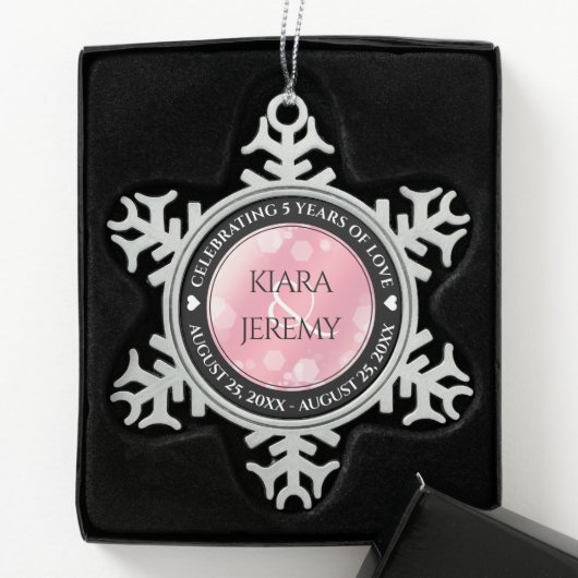 エレガント第2回5バラクォーツ結婚周年記念 スノーフレークピューターオーナメント (ボックス)