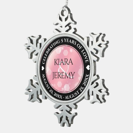 エレガント第2回5バラクォーツ結婚周年記念 スノーフレークピューターオーナメント (右)