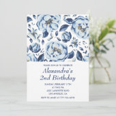 エレガント第2誕生日招待状フローラヴィンテージ 招待状 (スタンド正面)