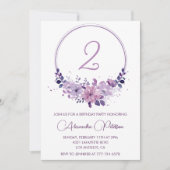 エレガント第2誕生日招待状フローラ紫 招待状 (正面)