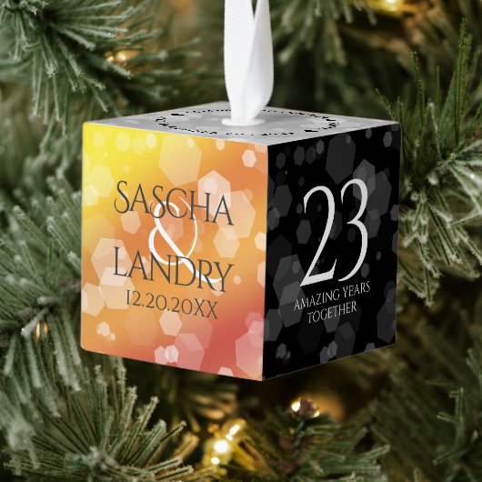 エレガント第23回帝国トパ結婚ス記念日 キューブオーナメント (ツリー)