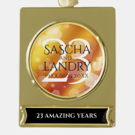 エレガント第23回帝国トパ結婚ス記念日 ゴールドプレートバナーオーナメント