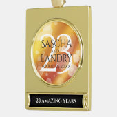 エレガント第23回帝国トパ結婚ス記念日 ゴールドプレートバナーオーナメント (左)