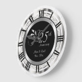 エレガント第25回シルバーダイヤモンド記念日 ラージ壁時計 (傾斜)