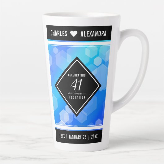 エレガント第41回ブルー・トパ結婚ス記念日 カフェラテマグ (右)