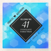 エレガント第41回ブルー・トパ結婚ス記念日 ガラスコースター (正面)