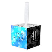 エレガント第41回ブルー・トパ結婚ス記念日 キューブオーナメント (正面アングル)