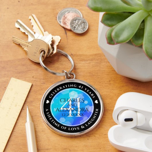エレガント第41回ブルー・トパ結婚ス記念日 キーホルダー (デスク)