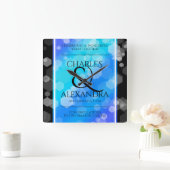 エレガント第41回ブルー・トパ結婚ス記念日 スクエア壁時計 (ホーム)