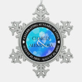 エレガント第41回ブルー・トパ結婚ス記念日 スノーフレークピューターオーナメント (正面)