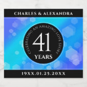 エレガント第41回ブルー・トパ結婚ス記念日 スパークリングワインラベル (シングルラベル)