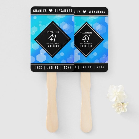 エレガント第41回ブルー・トパ結婚ス記念日 ハンドファン (正面&裏面)