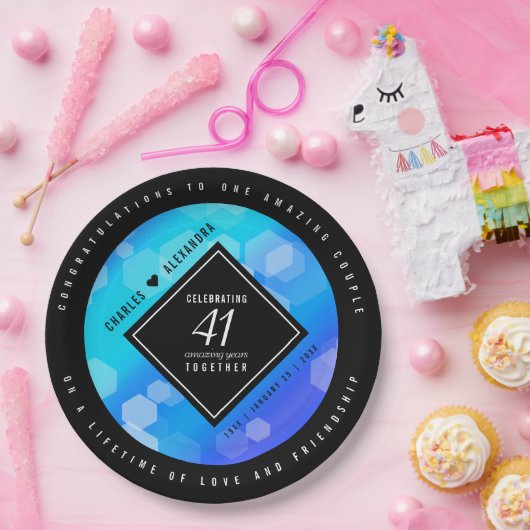 エレガント第41回ブルー・トパ結婚ス記念日 ペーパープレート (パーティー)