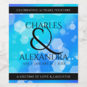 エレガント第41回ブルー・トパ結婚ス記念日 ワインラベル (シングルラベル)