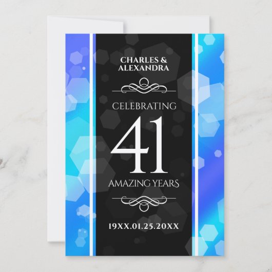 エレガント第41回ブルー・トパ結婚ス記念日 招待状 (正面)