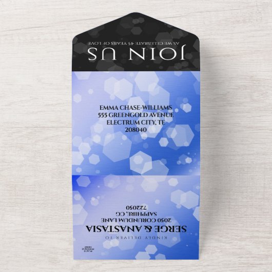 エレガント第45回サファ結婚イア記念日 オールインワン招待状 (外側)