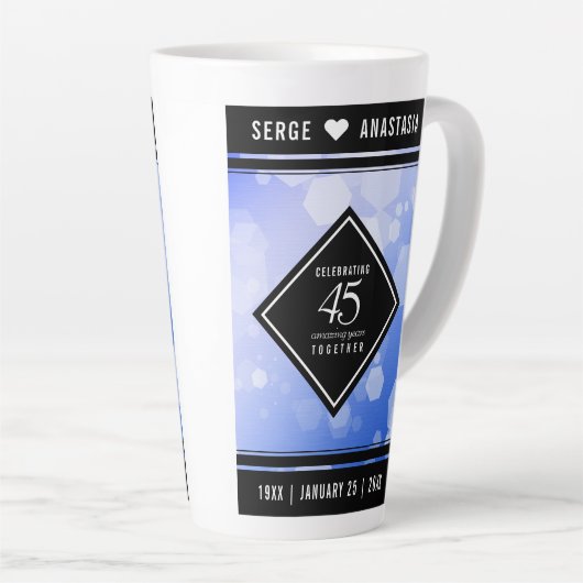 エレガント第45回サファ結婚イア記念日 カフェラテマグ (右アングル)