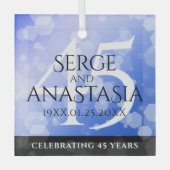 エレガント第45回サファ結婚イア記念日 ガラスオーナメント (正面)