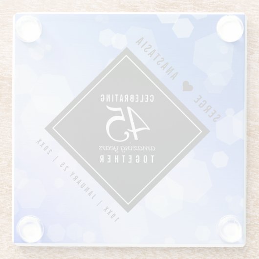 エレガント第45回サファ結婚イア記念日 ガラスコースター (裏面)