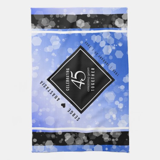 エレガント第45回サファ結婚イア記念日 キッチンタオル (縦)