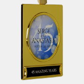 エレガント第45回サファ結婚イア記念日 ゴールドプレートバナーオーナメント (右)