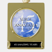 エレガント第45回サファ結婚イア記念日 ゴールドプレートバナーオーナメント (正面)