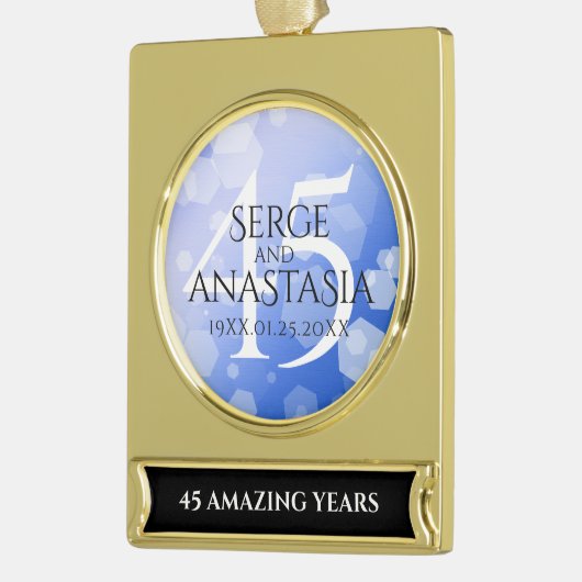 エレガント第45回サファ結婚イア記念日 ゴールドプレートバナーオーナメント (左)