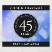 エレガント第45回サファ結婚イア記念日 スパークリングワインラベル (シングルラベル)