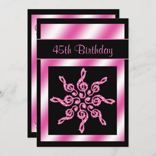 エレガント第45誕生日 招待状 (正面/裏面)