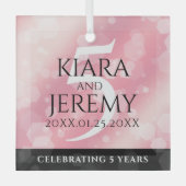 エレガント第5バラクォー結婚ツ記念日 ガラスオーナメント (正面)