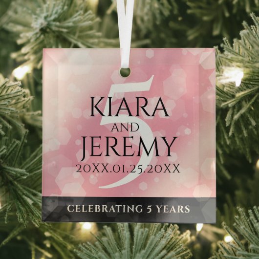 エレガント第5バラクォー結婚ツ記念日 ガラスオーナメント (インサイチュ)