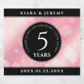 エレガント第5バラクォー結婚ツ記念日 スパークリングワインラベル (シングルラベル)