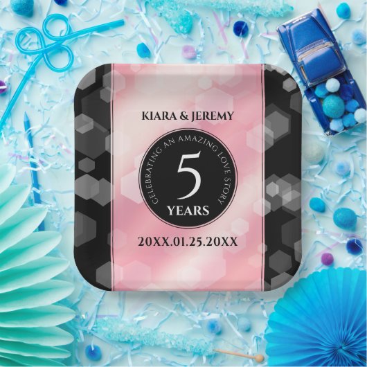 エレガント第5バラクォー結婚ツ記念日 ペーパープレート (パーティー)