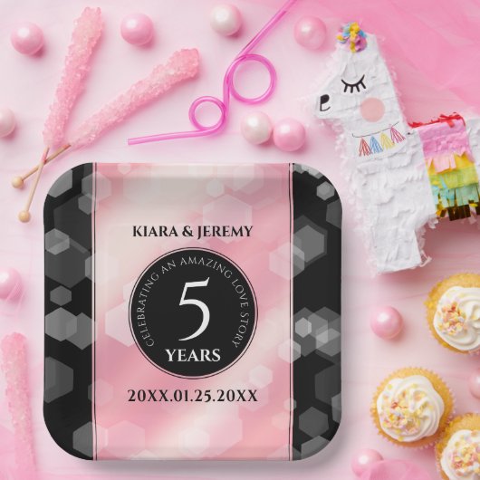 エレガント第5バラクォー結婚ツ記念日 ペーパープレート (パーティー)