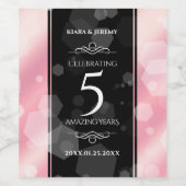 エレガント第5バラクォー結婚ツ記念日 ワインラベル (シングルラベル)