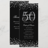 エレガント第50回誕生日プ感謝していロUシルバーブラック 招待状 (正面/裏面)