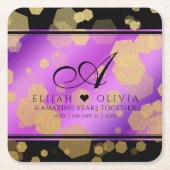 エレガント第6回33アメジスト結婚記念日 スクエアペーパーコースター (正面)