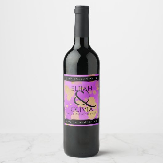 エレガント第6回33回47アメジスト結婚記念日 ワインラベル (正面)