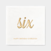 エレガント第6誕生日ゴモダンールドフォイルナプキンス 箔ナプキン (正面)