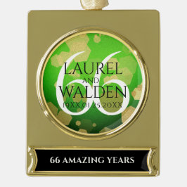 エレガント第66回タイタ結婚ナイト記念日 ゴールドプレートバナーオーナメント