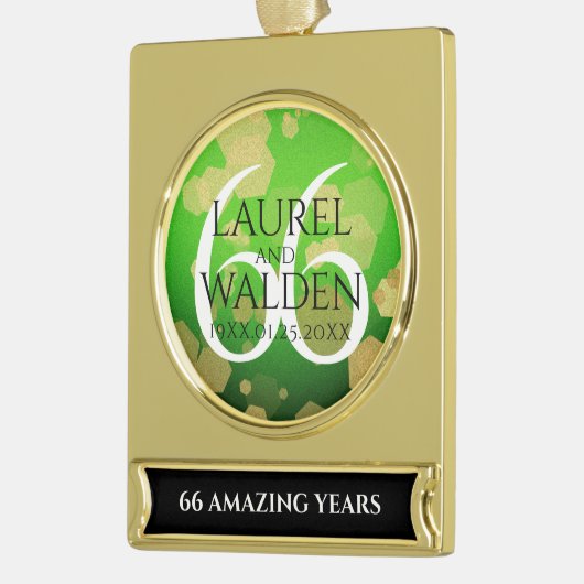 エレガント第66回タイタ結婚ナイト記念日 ゴールドプレートバナーオーナメント (左)